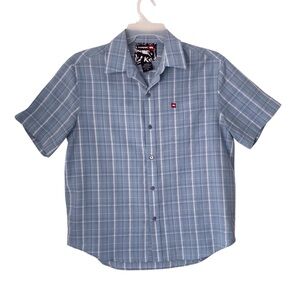 Tony Hawk Men’s Blue Plaid Short-Sleeve Button-Up Shirt Size M
